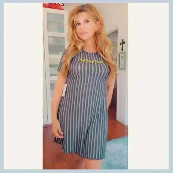 Gray Striped Butterfly Dress Size Large, Vine and Valley Dress - Picture 3 of 7